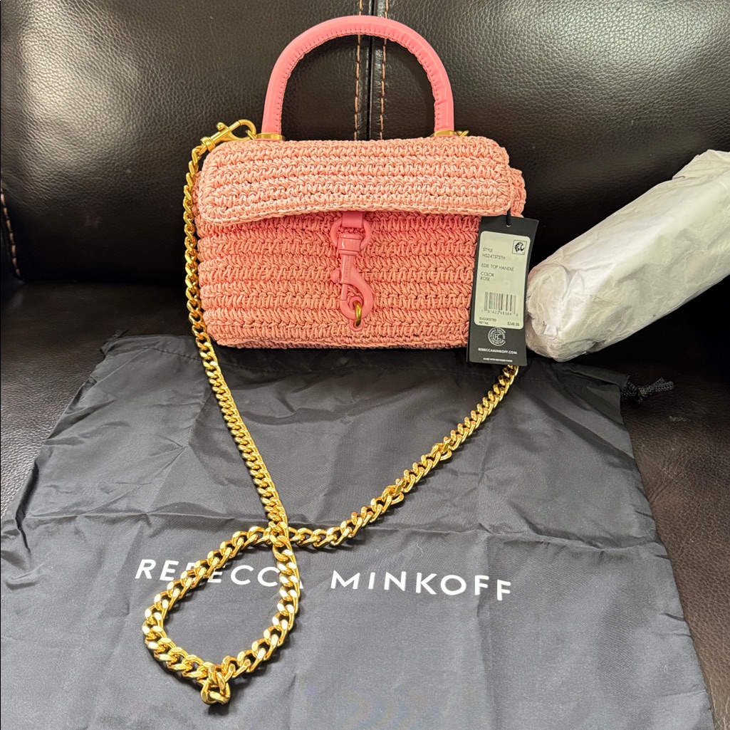 Rebecca Minkoff Rose Woven Crossbody Bag With Gold Accents. New With Tag